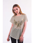 Gold Eagle embellished T-shirt (BEIGE)