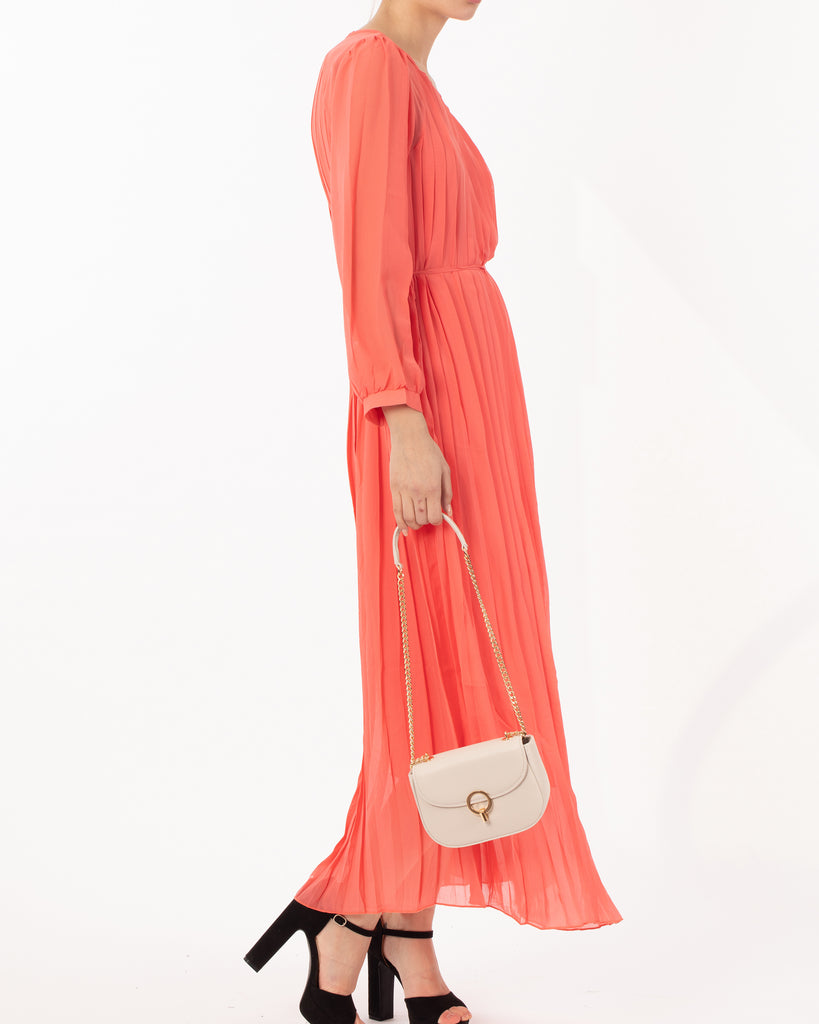 Long sleeves Pleated Maxi Dress (Rose)