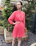 Pleated Midi dress (Coral pink)