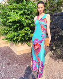 Floral Print Maxi Dress (GREEN)