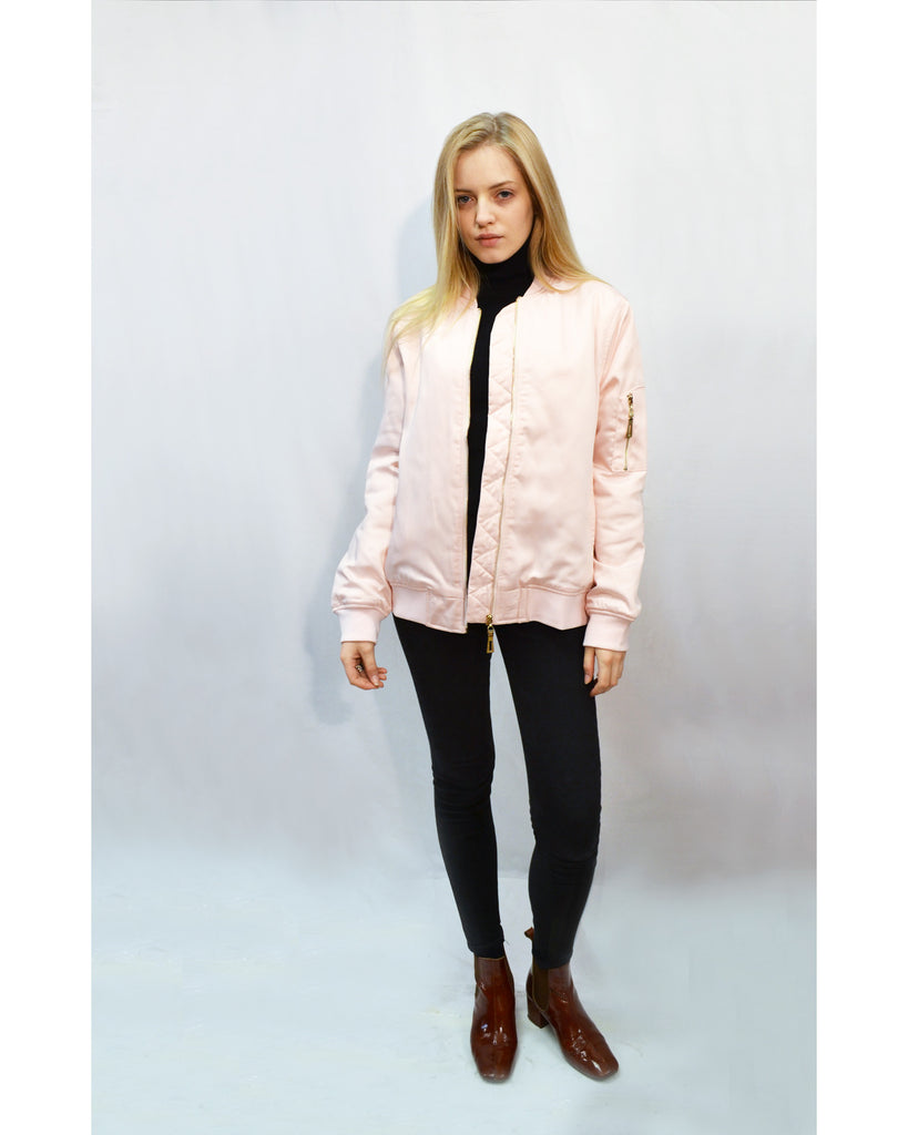 Pink Bomber Jacket with Quilt Lining