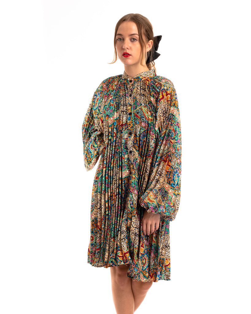 Paisley Scarf print Full pleated Shirt dress