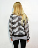 Feather embroidered print lace cardigan