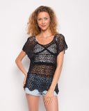 Floral Crochet Lace Top (BLACK)
