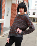 Black grey Stripe knitted Thick Warm Jumper