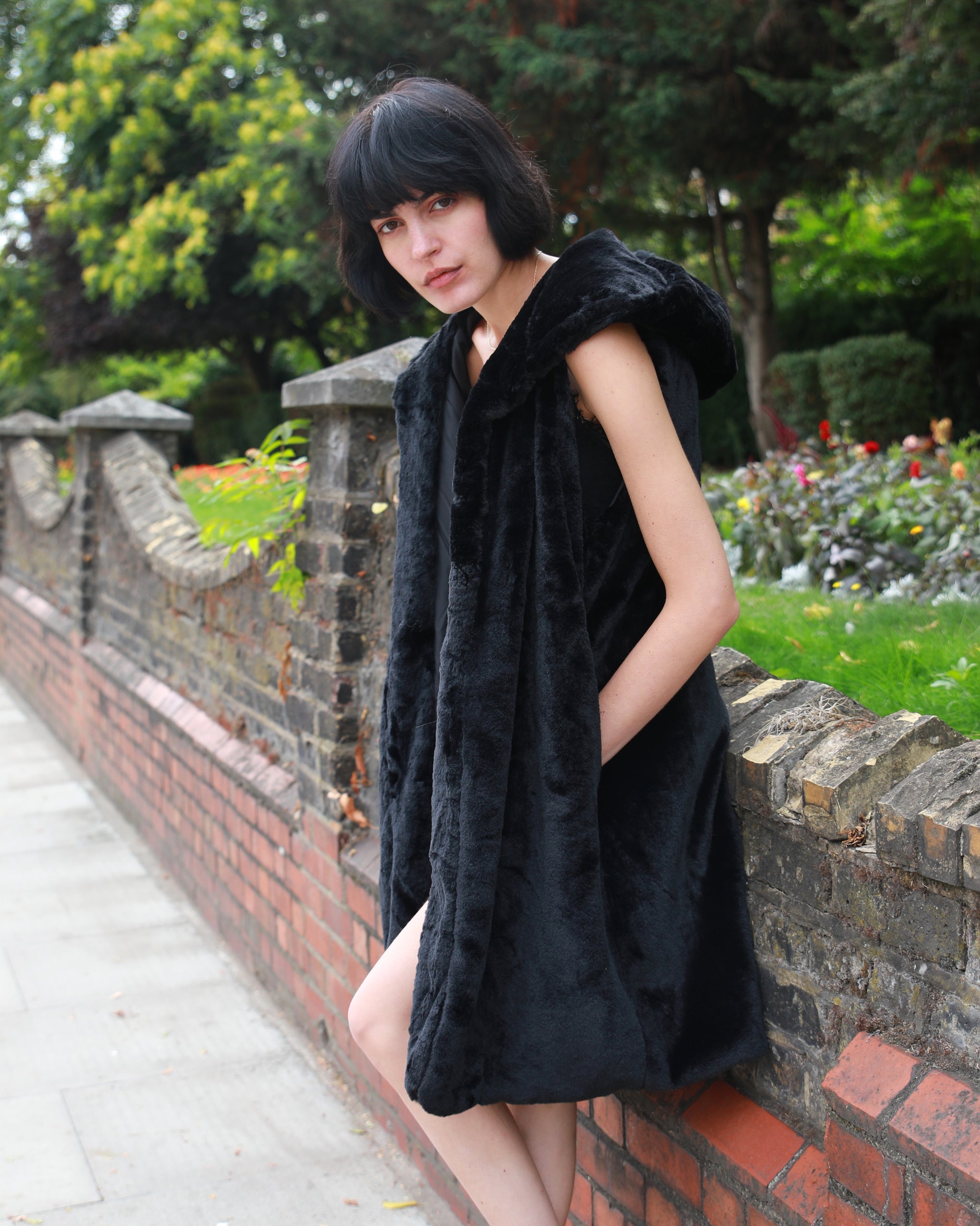 Plus Size Faux Fur Long Gilet with Hoodie – CY Boutique