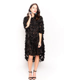 Feather look and star pattern shirt dress