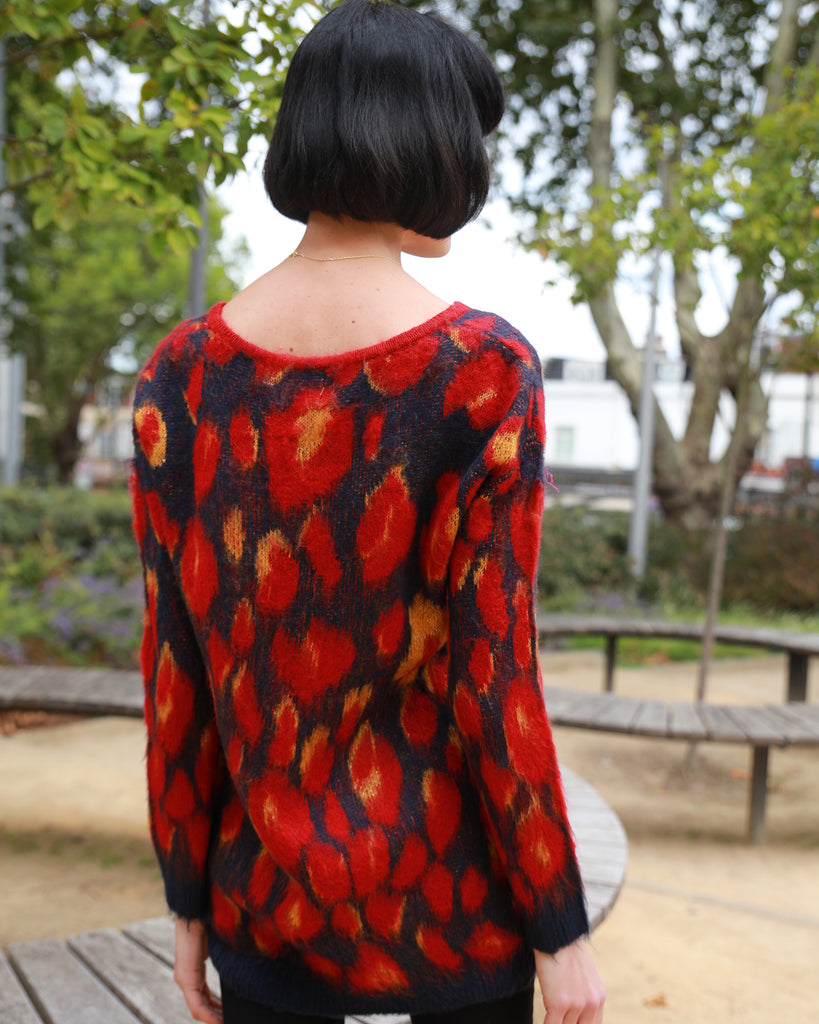 Multi color leopard print knitted jumper
