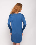 Plain color Cotton blend T-shirt Dress (Blue)
