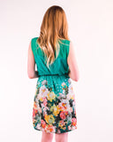 Floral Print Chiffon Dress (Green)