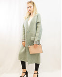 Fine knit oversize longline wool blend jacket