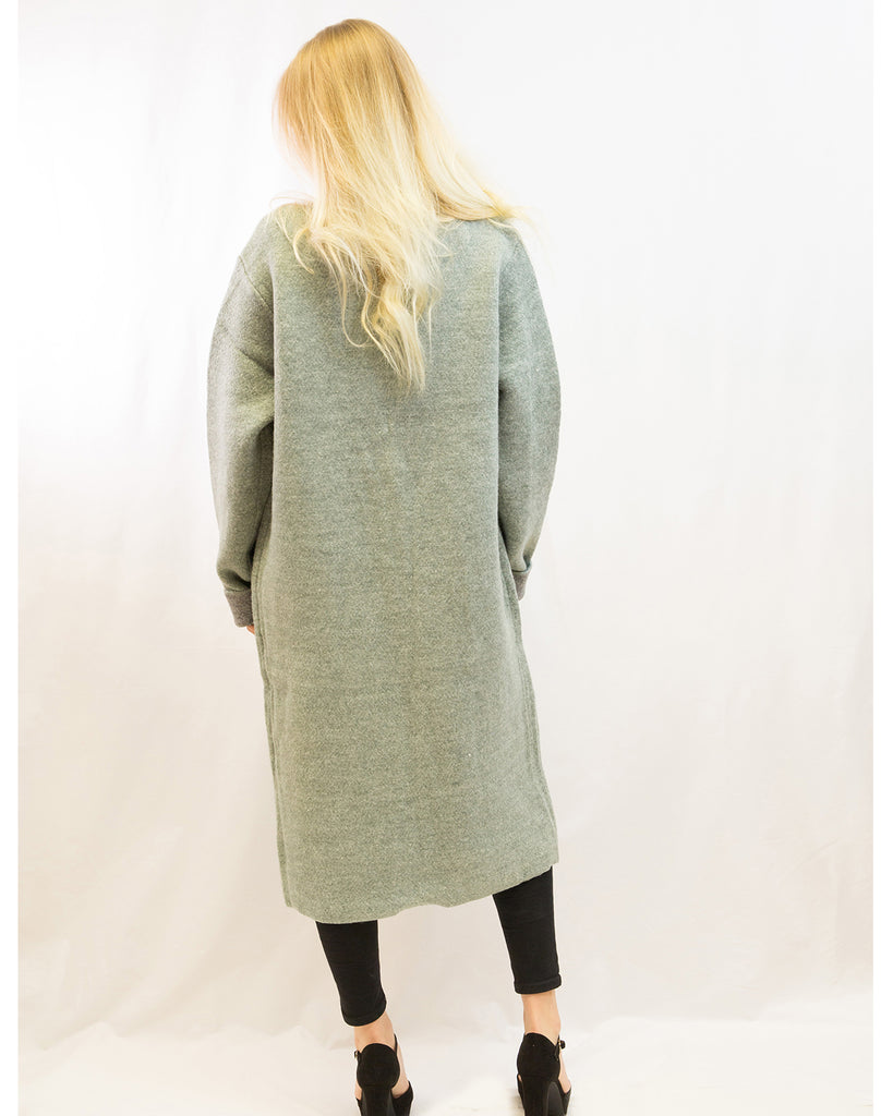 Fine knit oversize longline wool blend jacket
