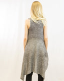 Sleeveless Wool Knitted long Cardigan(Grey)
