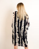 Blue and cream contrast Print oversized tunic dress