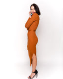 Soft knitted ribbed long bodycon dress with side split