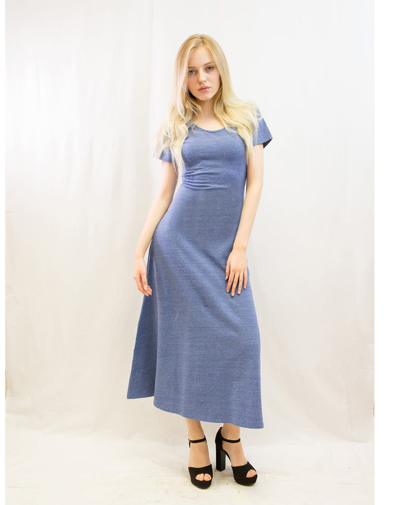 Scoop Neck Jersey Maxi Dress (MELANGE BLUE)