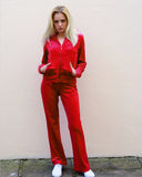 Velour Tracksuits With Hoody (Red Color)