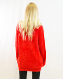 Christmas Trees patch embroidered fluffy jumper(RED)