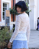 Floral lace elegant basic long sleeves top