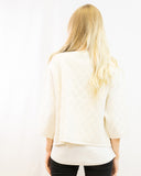 Three quarters sleeves Knitted Cardigan (WHITE)