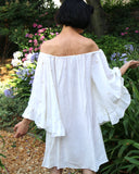 Pearl embellished frill oversized sleeves summer dress