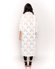 Feather look and star pattern shirt dress