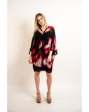 Black and red watercolor print oversized Top