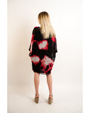 Black and red watercolor print oversized Top