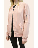 Side pocket bomber jacket (Pink)
