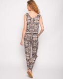 Monochrome print cotton tassel vest top and trousers suits co-ords (PINK)