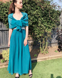 Strappy Chiffon Maxi Dress with Sequin waist detail and scarf (TURQ)