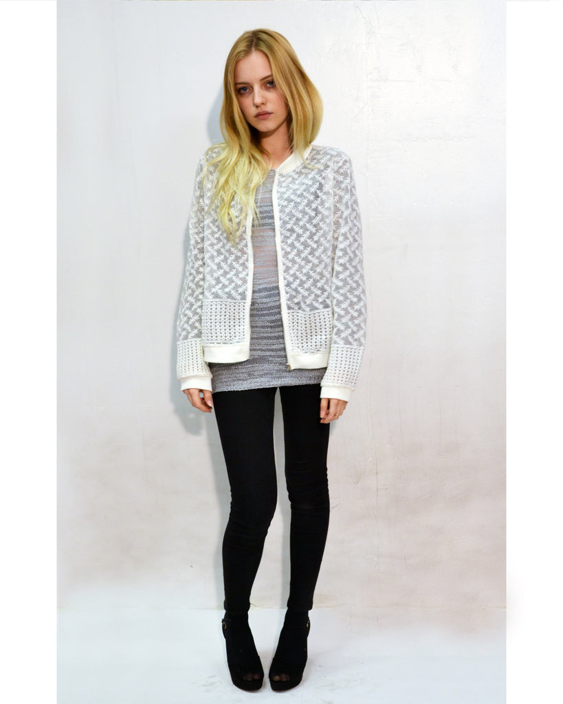 Floral Lace Organza Cardigan (WHITE)