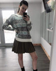 Stripe Mix yard oversize Jumper (White)