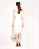 Front Open bodycon knit dress in White