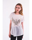 Gold Eagle embellished T-shirt (WHITE)