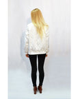 Qulited Satin White Puffer Bomber Jacket
