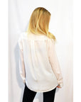 Mandarin Collar Plain color Chiffon Shirt (White)
