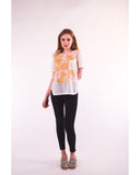 Gold Print T-shirt with Pocket (WHITE)
