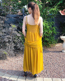 Strappy Chiffon Maxi Dress with Sequin waist detail and scarf (YELLOW)